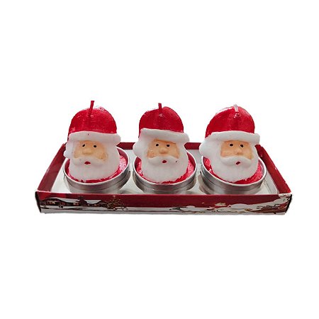 Trio Velas Decorativas Papai Noel