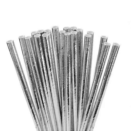 Canudo de Papel Biodegradável Metalizado - Prata