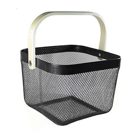 Cesta de Metal Wood Preta 23,5