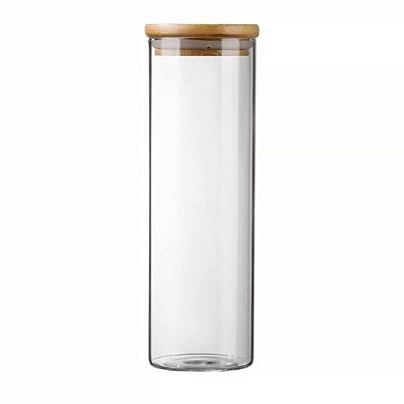 Pote de Vidro Hermético com Tampa de Bambu Redondo - 350 Ml