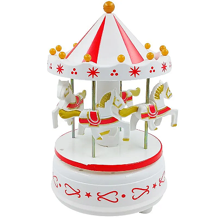 Carrossel Musical Natal Branco e Vermelho