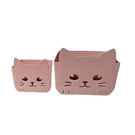 Conjunto Porta treco Gatinho Rosa