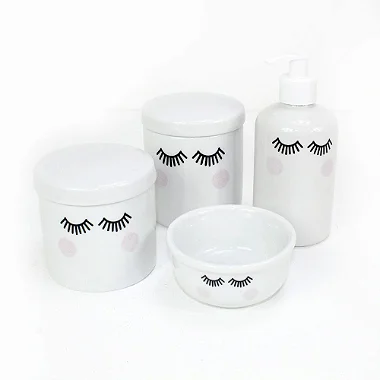 Kit Higiene 4 Peças Branco Olhinhos sem Bandeja - 04 Peças