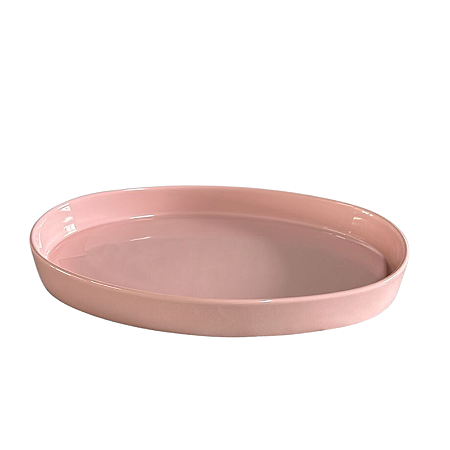 Bandeja de Cerâmica Oval Rosa