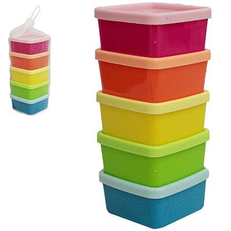 Conjunto de 5 Potes Quadrado 80 Ml