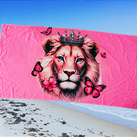 Toalha de Banho Leão Rosa