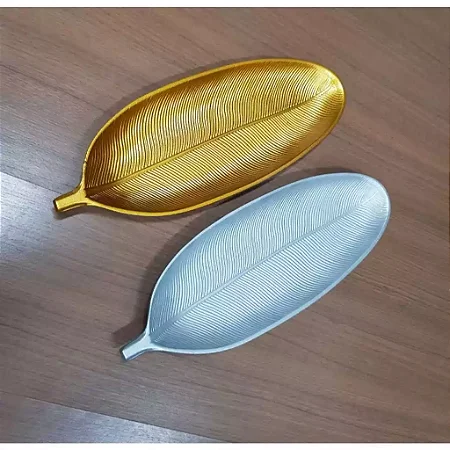 Bandeja Decorativa Folha Dourada em MDF 32,5 cm