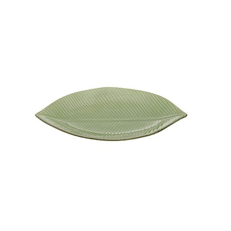 Travessa de Cerâmica Folha Verde Leaf Média 26 cm