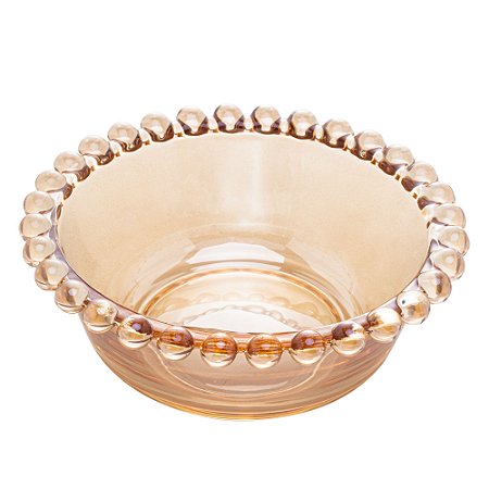 Bowl de Vidro com Borda de Bolinha Pearl Âmbar 14 cm