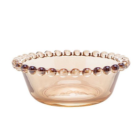 Bowl de Vidro com Borda de Bolinha Pearl Âmbar 12 cm