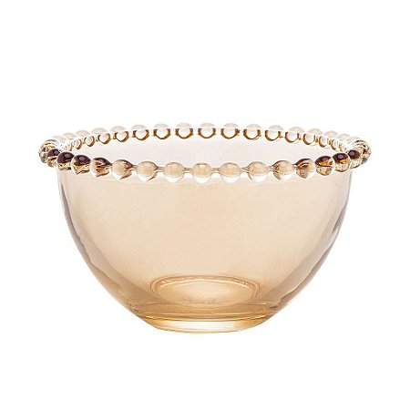 Bowl de Vidro com Borda de Bolinha Pearl Âmbar Alto 14 cm