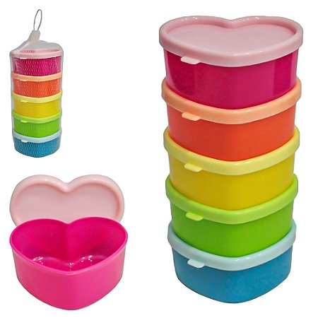 Conjunto de 5 Potes Coração 80 ml