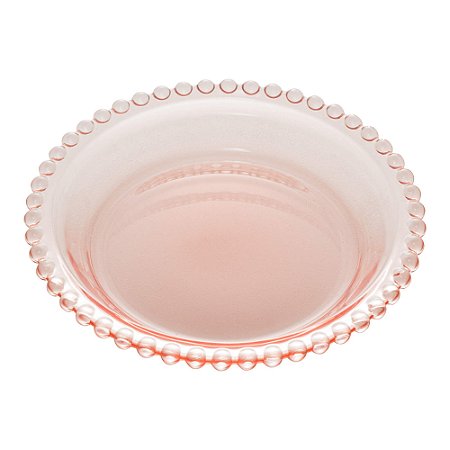 Mini Prato de Vidro com Borda de Bolinhas Pearl Rosa 13,5 cm