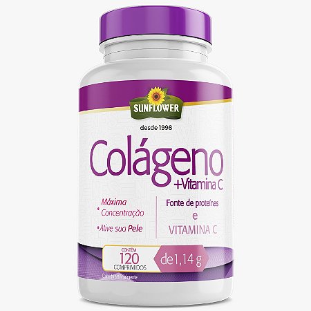 Colágeno Hidrolisado com Vitamina C 1g comprimidos Sunflower