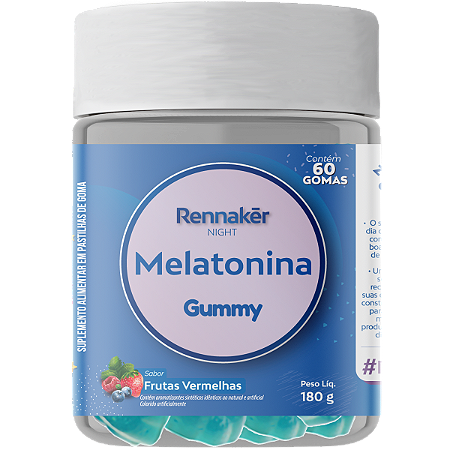 Rennaker Night Melatonina Gummy Frutas Vermelhas 60 Gomas