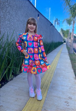 Vestido Algodão Quadrinhos