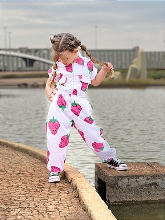 Macacão Zíper Moranguinho - 01 ano