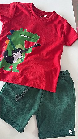 Conjunto Masculino Jacaré Vermelho - 04 anos