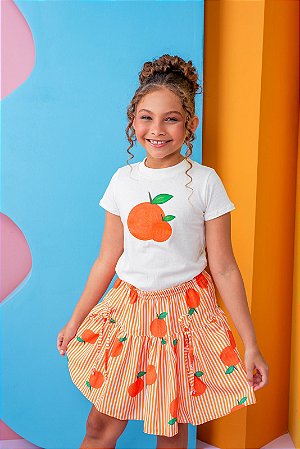 Conjunto Laranja Blusa Algodão - 02 anos