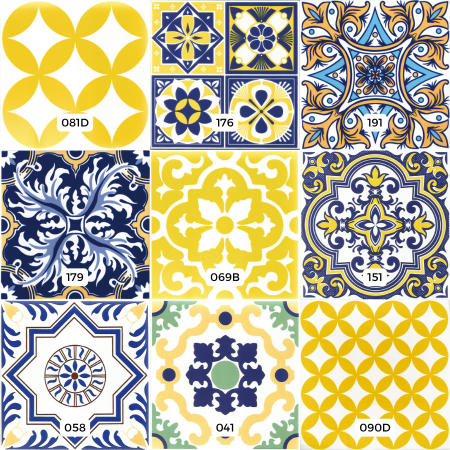 Kit de Azulejos Decorados 3 - 9 Peças - Modelos 81D / 176 / 191 / 179 / 69B / 151 / 058 / 041 / 90D