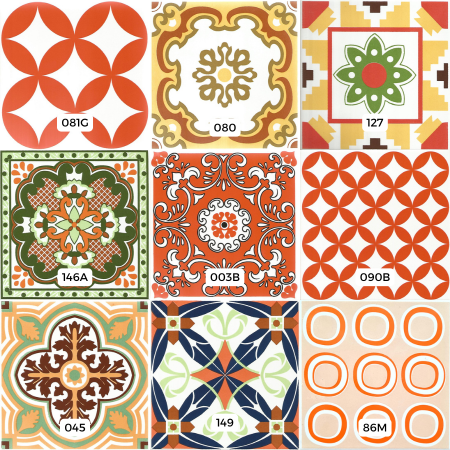 Kit de Azulejos Decorados 5 - 9 Peças - Modelos 127 / 81G / 86L / 90E / 112 / 149 / 146A / 045 / 003B