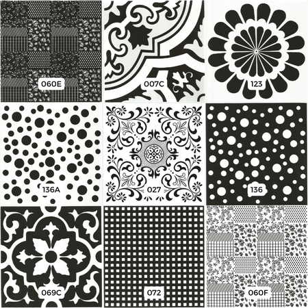 Kit de Azulejos Decorados 1 - 9 Peças - Modelos 60e / 007c / 123 / 136 / 136a / 027 preto / 069c / 072 / 060f