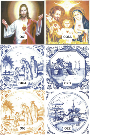 Kit de Azulejos Decorados 7 - 6 Peças - Modelos001 / 001A / 016A / 016 / 020 / 022