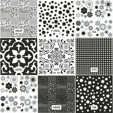 Kit de Azulejos Decorados 10 - 9 Peças - Modelos 027 / 60E / 60F / 69C / 072 / 134 / 136 / 136A