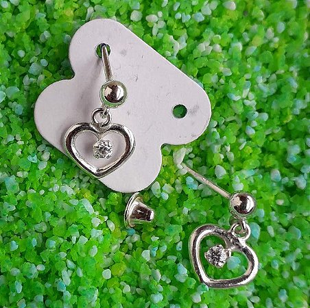 Brinquinho "Tarraxa Baby" em Prata 925 - Coraçãozinho com Zircônia Branca