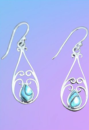 Brincos em Prata 925 Trabalhada com Abalone