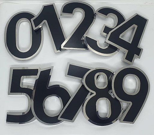 Algarismo de 12 cm Inox com Preto