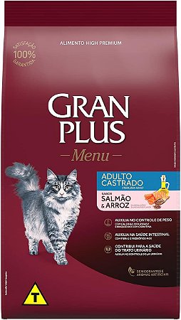 Granplus High Premium Menu Gatos Castrados Salmão e Arroz