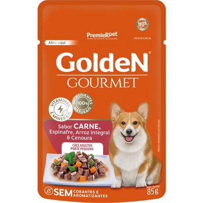 Ração Úmida Premier Pet Golden Gourmet Carne para Cães Adultos de Porte Pequeno 85G