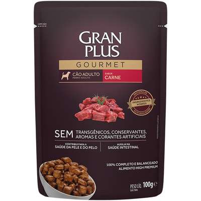 Ração Úmida Granplus Sachê Gourmet Carne para Cães Adultos 100G