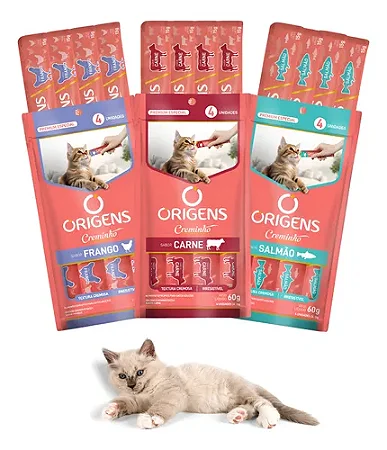 Petisco Cremoso Origens Creminho Salmão para Gatos 60G