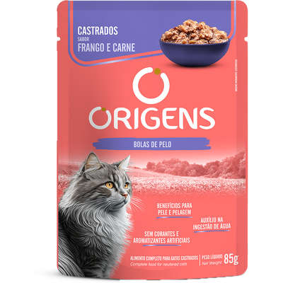 Ração Úmida Origens Frango e Carne para Gatos Castrados 85G
