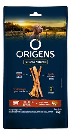 Petisco Natural Origens para Cachorro Bochecha Bovina 15g