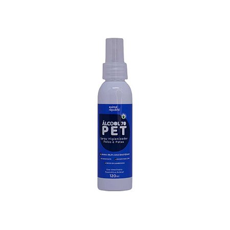 Álcool 70 PET ANIMAL REPUBLIK 120ML com inibidor de lambeduras