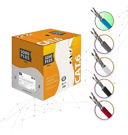 CABO REDE LAN FURUKAWA SOHOPLUS CAT6 U/UTP CMX PRETO CERTIFICADO CX 305M