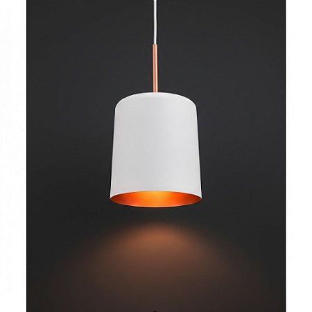 PENDENTE AMSTERDA 1XE27 BRANCO/COBRE MEDIO