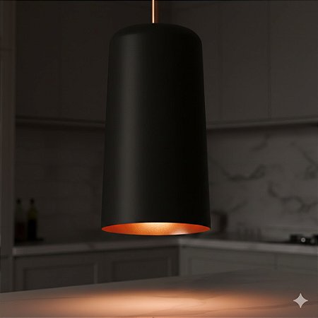 PENDENTE AMSTERDA 1XE27 PRETO/COBRE GRANDE