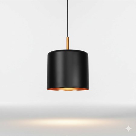 PENDENTE AMSTERDA 1XE27 PRETO/COBRE MEDIO