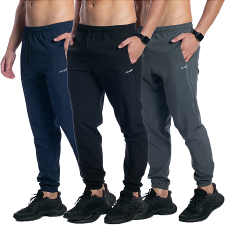 Kit 3 Calça Corta Vento Jogger Masculina Tactel Elastano Fit - Ripoll  Sportswear