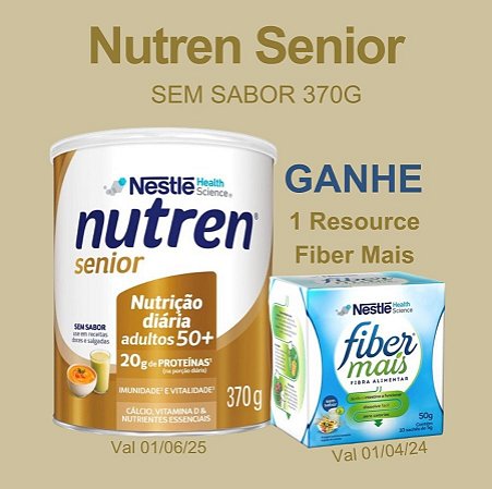 Nutren Senior sem sabor 370g + Kit Fiber Mais com 10 saches. - Espaço Vida