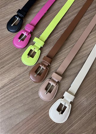 Cinto colors fino fivela arredondada