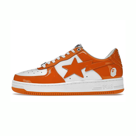 A Bathing Ape Bape Sta Patent Leather "Orange White"