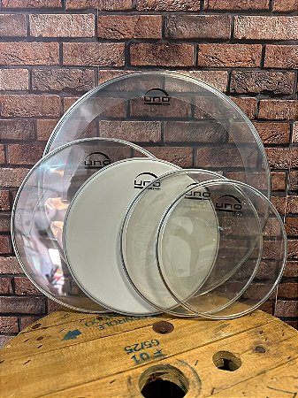 Kit de Peles Fusion Uno By Evans G2 Transparente (10, 12 e14") + Caixa Genera HD 14" + Bumbo Uno EQ4 20"