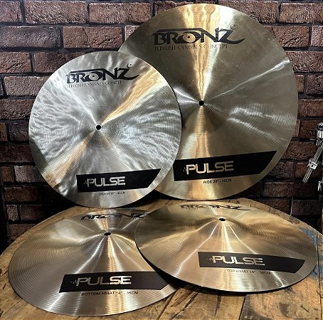 Kit de Pratos Bronz Pulse Series (Hi-hat 14”, Crash 16” e Ride 20”) - Liga B20