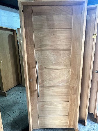 Porta Maciça BBB Tauari Slim Completa Batente Caixa 14 Fechadura Rolete e Puxador de Inox