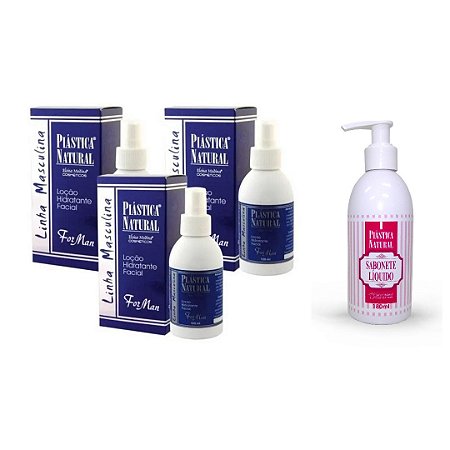 Plástica Natural Eloisa Medina Rejuvenescedor Facial For Man 120ml kit c/3 e 1 sab. líq c/ colágeno